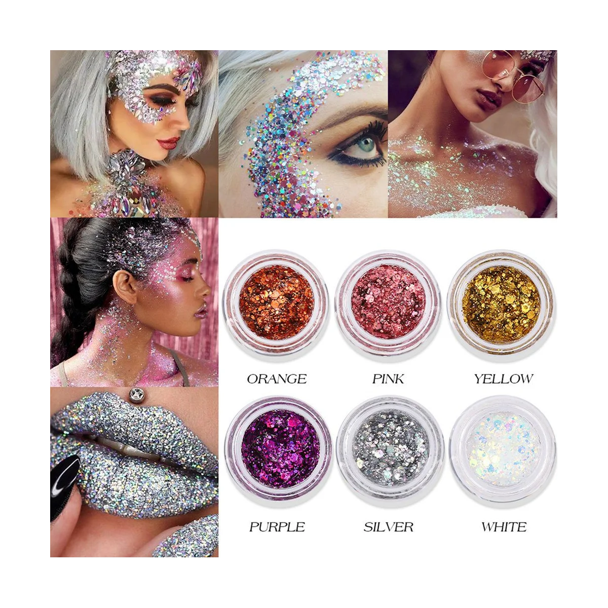 Eye Glitter Eyeshadow Nail Hair Body Face Glitter Gel Long Lasting Sparkling Sequins Festival Shinny Decoration Party, 5