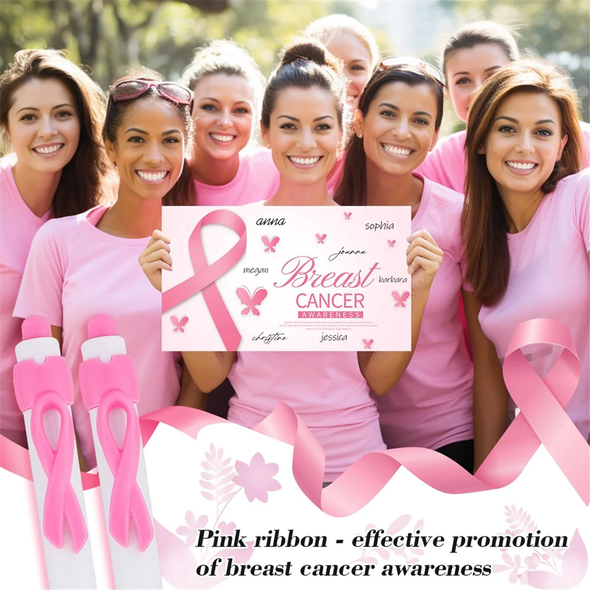 Imagem -02 - Canetas Esferográficas Retráteis para Suprimentos de Escritório Canetas Pink Ribbon Tinta Preta Girls Gift Mulheres Bulk 50 Pcs