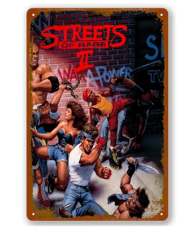 Streets Of Rage 2, Vintage-Metall-Blechschilder, Aluminiumschilder, moderne Wanddekoration für Schlafzimmer, Büro, Zuhause, Wand, Zuhause, Zimmer