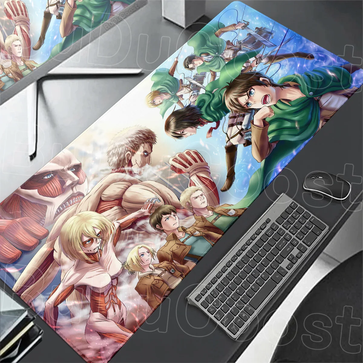 Attack On Titan Gamer Speed Mousepad 40x90cm HD Computer Non-slip Office Extend Table Carpet XXL Lock Edge PC Keyboard Mouse Mat