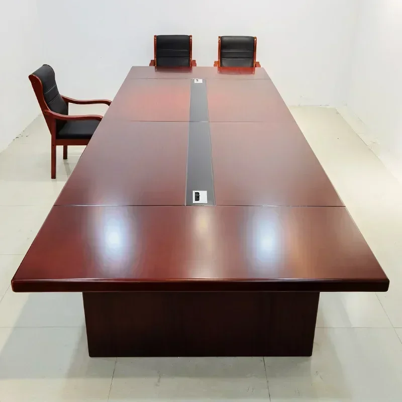 Right-angle conference table and chair combination solid wood leather negotiation table