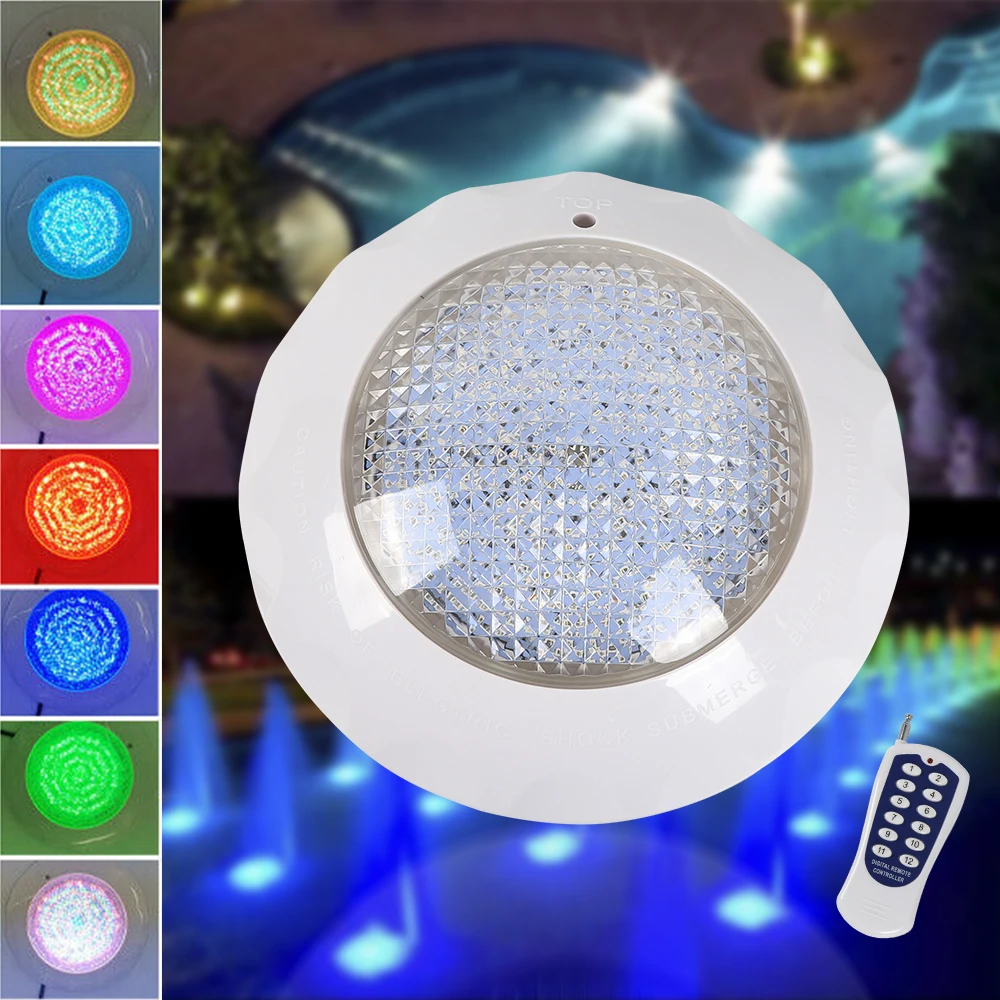 LED-Schwimmbadleuchte mit Fernbedienung, 45 W, RGB, mehrfarbig, für den Außenbereich, LED, Unterwasser, IP68, wasserdichte Lampe, AC 12 V