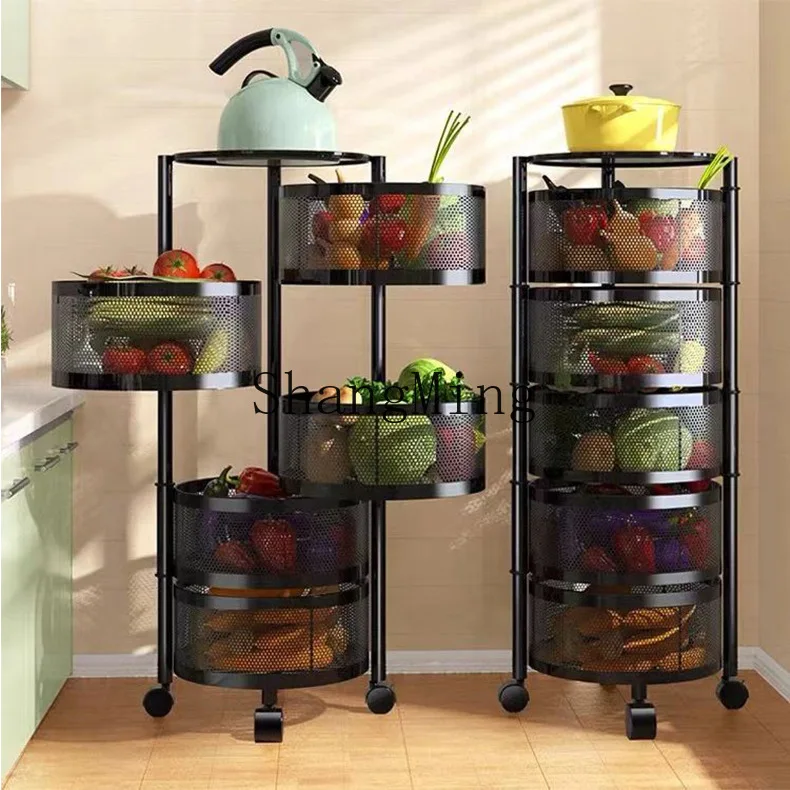 رف بإطار دائري منزلي من ZYY، عربة دوارة متحركة لتخزين المطبخ والفواكه والخضروات #5