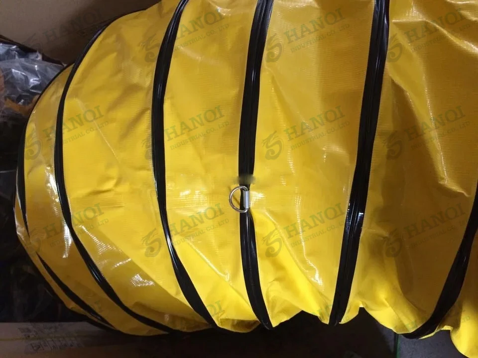 Duto de ar de ventilação com anéis de suspensão de aço inoxidável para mineração e túnel retardador de fogo antiestático PVC flexível