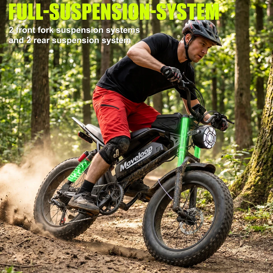 Electric Bike for Adults, 1500W/3000W Peak Electric Dirt Bike,70/80Miles 31/35MPH 48V15.6/20AH Removable Battery, 20"×4.0 "Fat Tire All-Terrain Ebike image 8