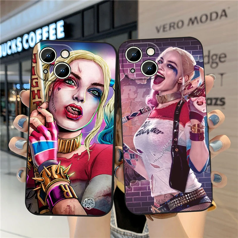 Harley Quinn Cute For Apple iPhone 15 14 13 12 Mini 11 XS XR X 8 7 Pro Max Plus Soft Silicone Black Phone Case