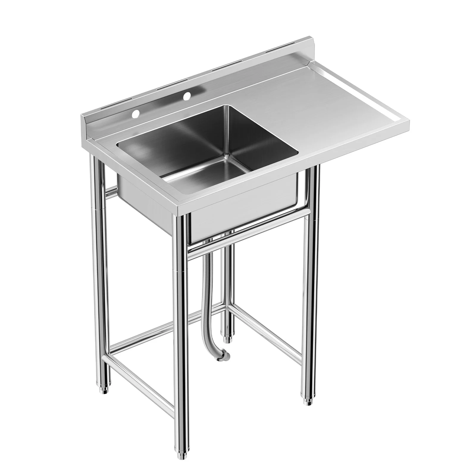 Stainless Steel Utility Sink - 36 x 21 x 40 In, without Pull-out Faucet, Free Standing Single Bowl, Commercial Kitchen Sink Set