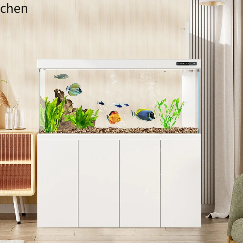 HSN Office Arowana Tank Light Luxury Ultra White Glass Fish Farming Intelligent Ecological Bottom Filter Goldfish Tank