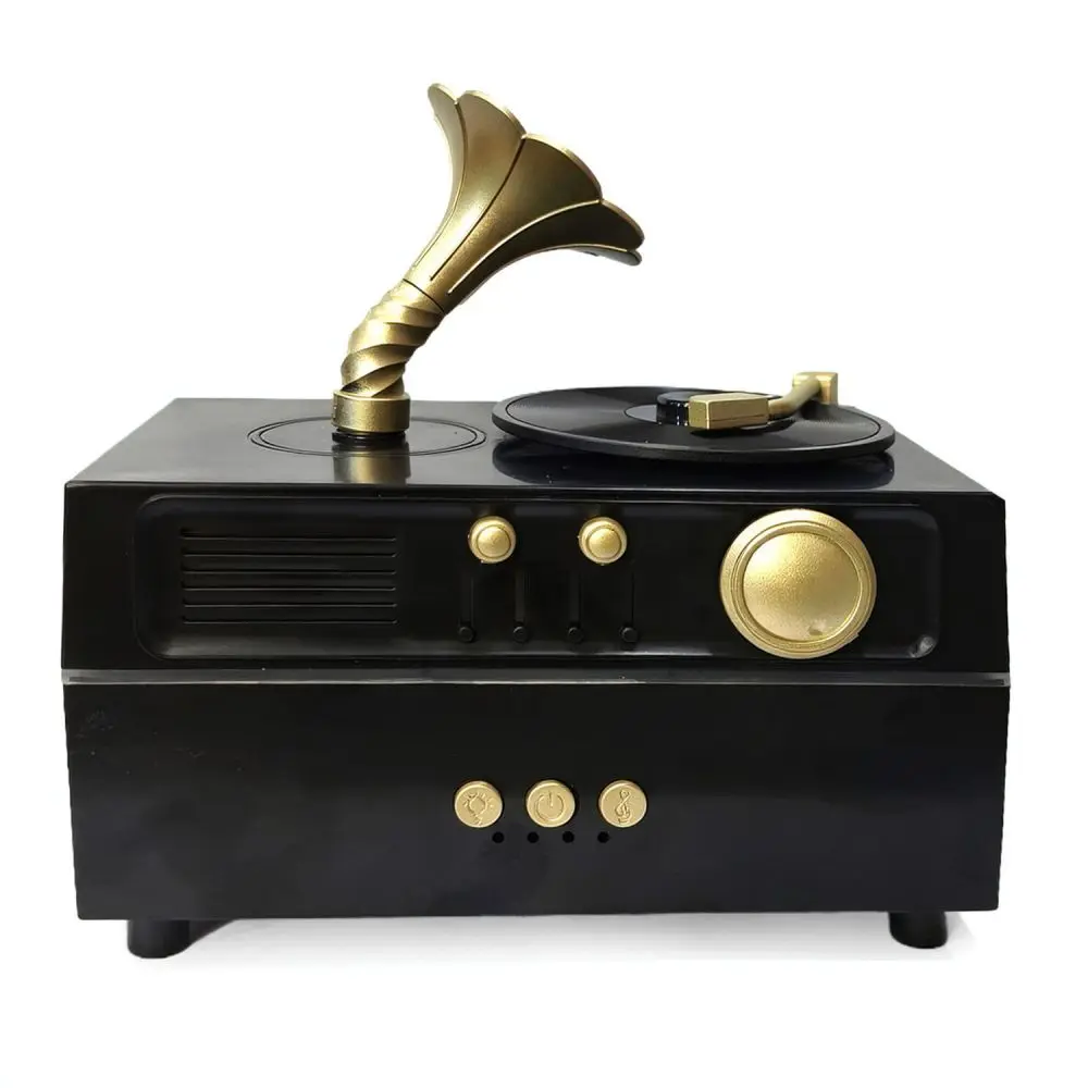 Vintage Style Gramophone Humidifier Aromatherapy Diffuser Ultrasonic Atomizer With Bluetooth Speaker Desktop Decor USB Powered