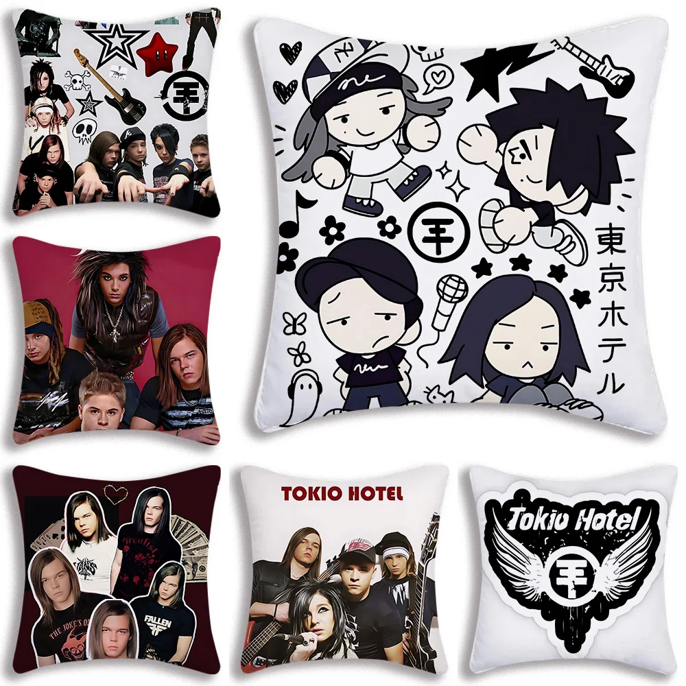 Hot Rock Band Tokios Hotels Pillow Covers Cartoon Sofa Decorative Home Double-sided Printing Short Plush Cute Cushion Cover