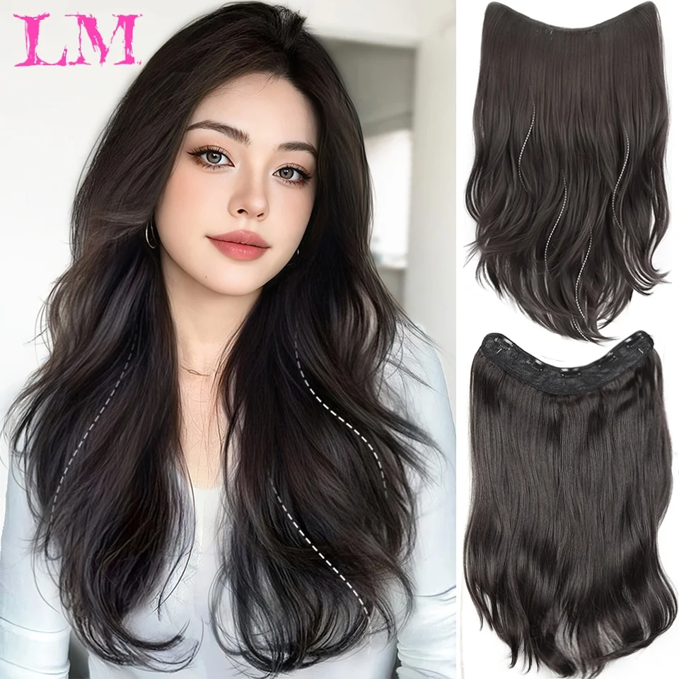 LM  20Inch Synthetic Long Wavy V-shaped 5Clip In Hair Extensions Clip On Hair Extensions For Women Hair Accessories