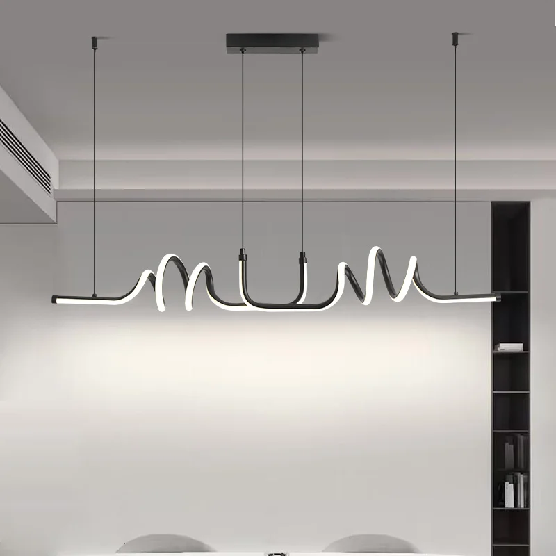 Pendant Light Black LED Chandelier Modern Minimalist Dining Room Lighting Fixture Hanging Lamp Kitchen Living Room Home Decor