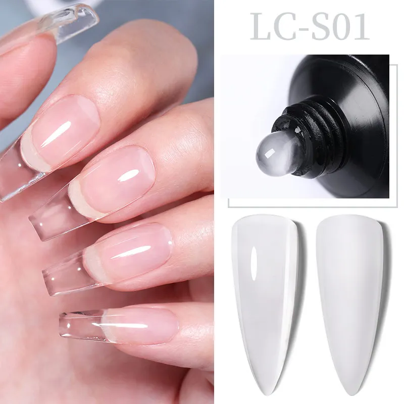 Lilycute Nagel verlängerung sgel 10ml semi permanent hellrosa UV-Hartgel nägel Finger verlängern weiß klar nackt Gel Nagellack