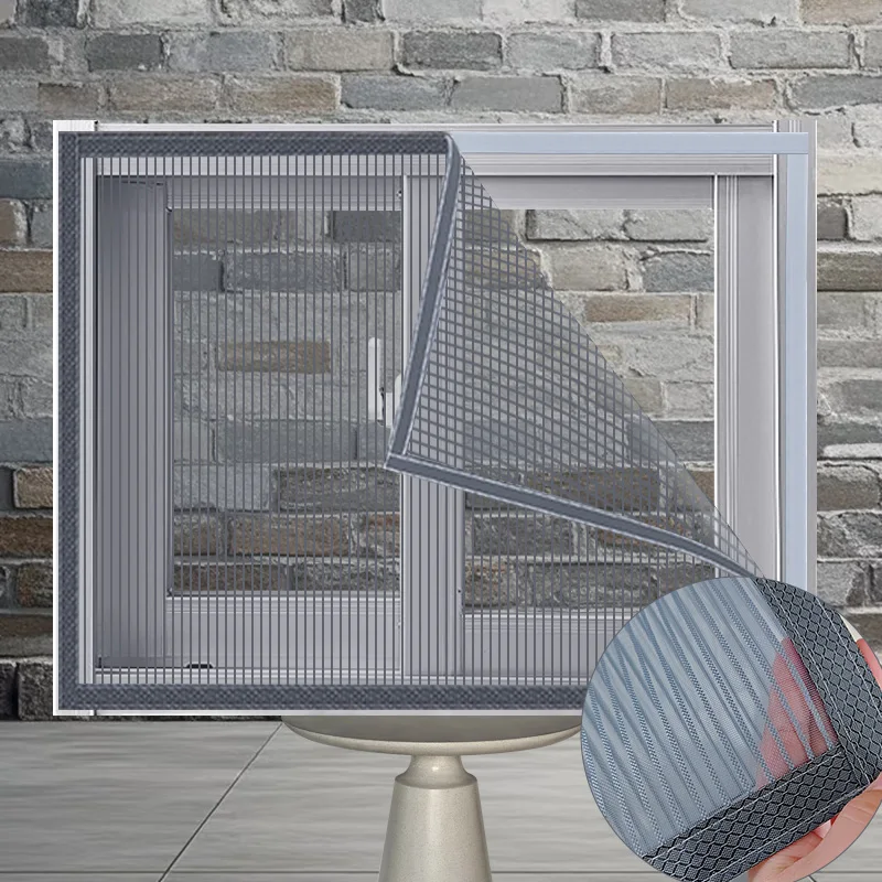 

Diamond mesh mosquito and insect screen window net,self-adhesive household non perforated whole piece balcony window sealing net