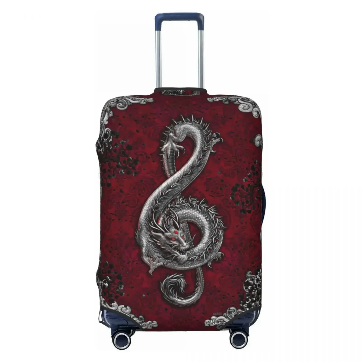 

Custom Music Dragon Gothic Pattern Suitcase Cover Dust Proof Chinese Asian Style Travel Luggage Covers for 18-32 inch