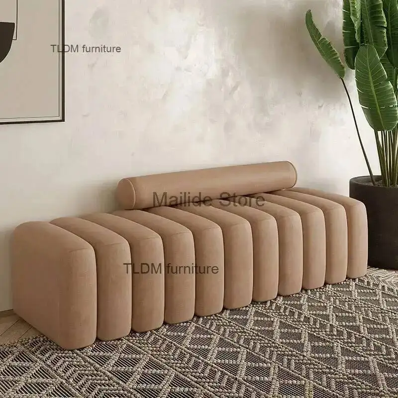 Designer Flannel Stools Nordic Living Bedroom Room Furniture Modern Ottomans Light luxury home Bench porch Changing Shoe Stool