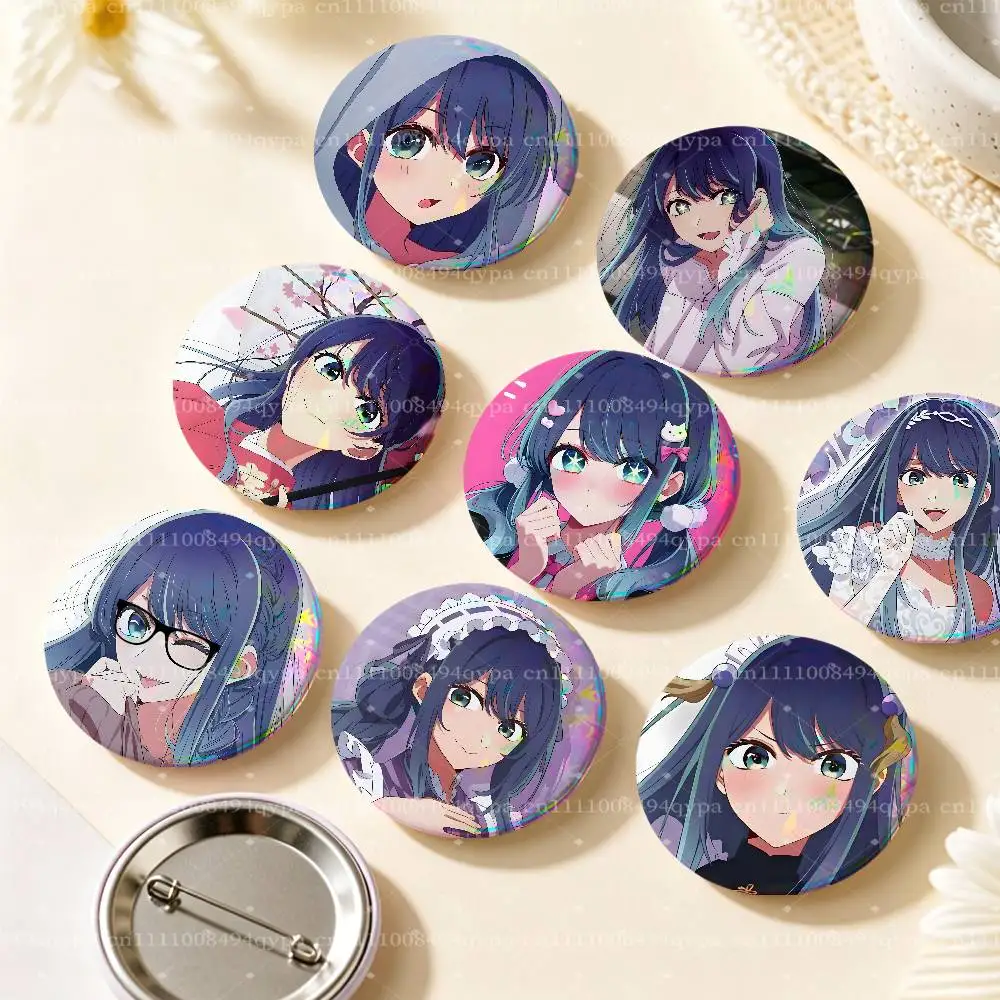 K-Kurokawa Akane Anime Button Supplies Round Badge Pins Clothes Decor Metal Pin Back Cover Metal Cover Laser Film
