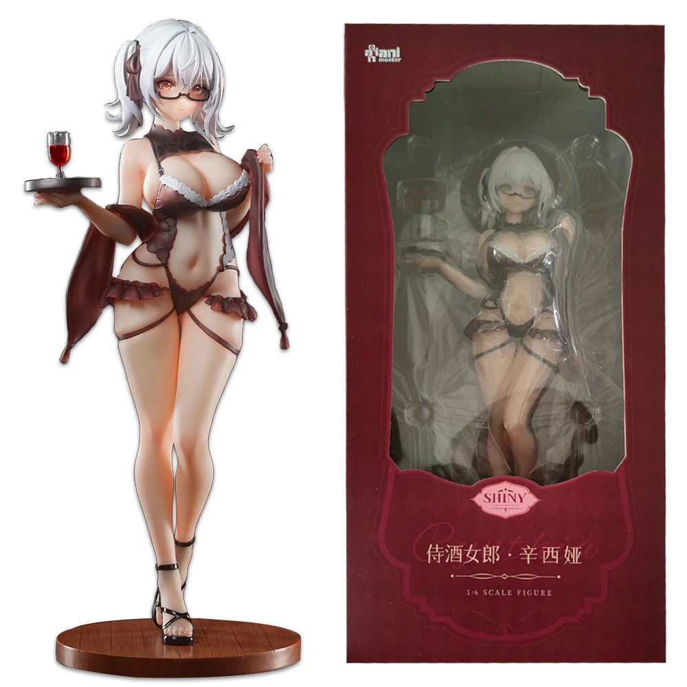 27CM Anime Cynthia Figure Shiny Series Waitress Chasing Eye Ver Standing Model Toy Gift Collection Action Figure PVC