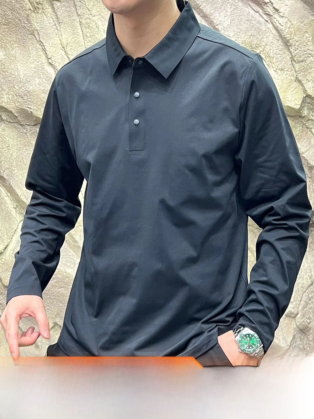 Business Style Long Sleeve Fleece  Shirt Quick Dry Breathable Outdoor Polyester Fiber Sweat Absorbent Regular Fit  Shirt