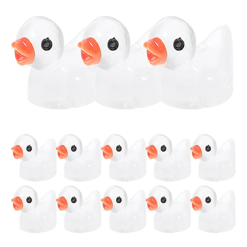 

50Pcs Cartoon Animal Resin Decor Luminous Small Duck Compact Desktop Garden Ornament Animal Statue Garden Supplies
