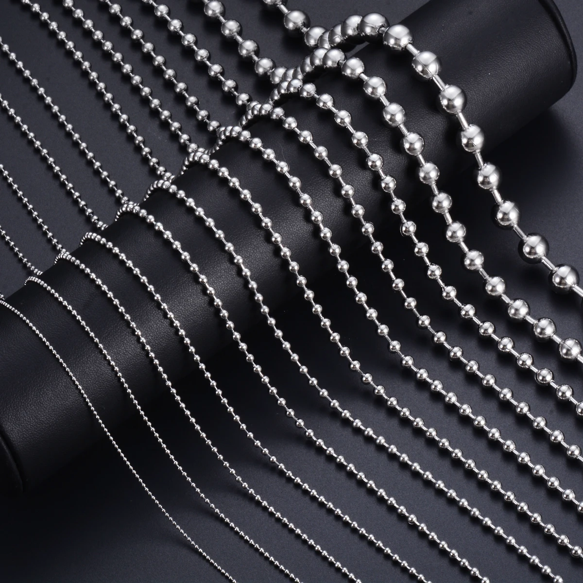 5pcs/lot 1.2mm-10mm Stainless Steel Ball Chain Men Necklace Bracelet Keychain Trinket Dog Tag Jewelry Accessories 40cm-75cm