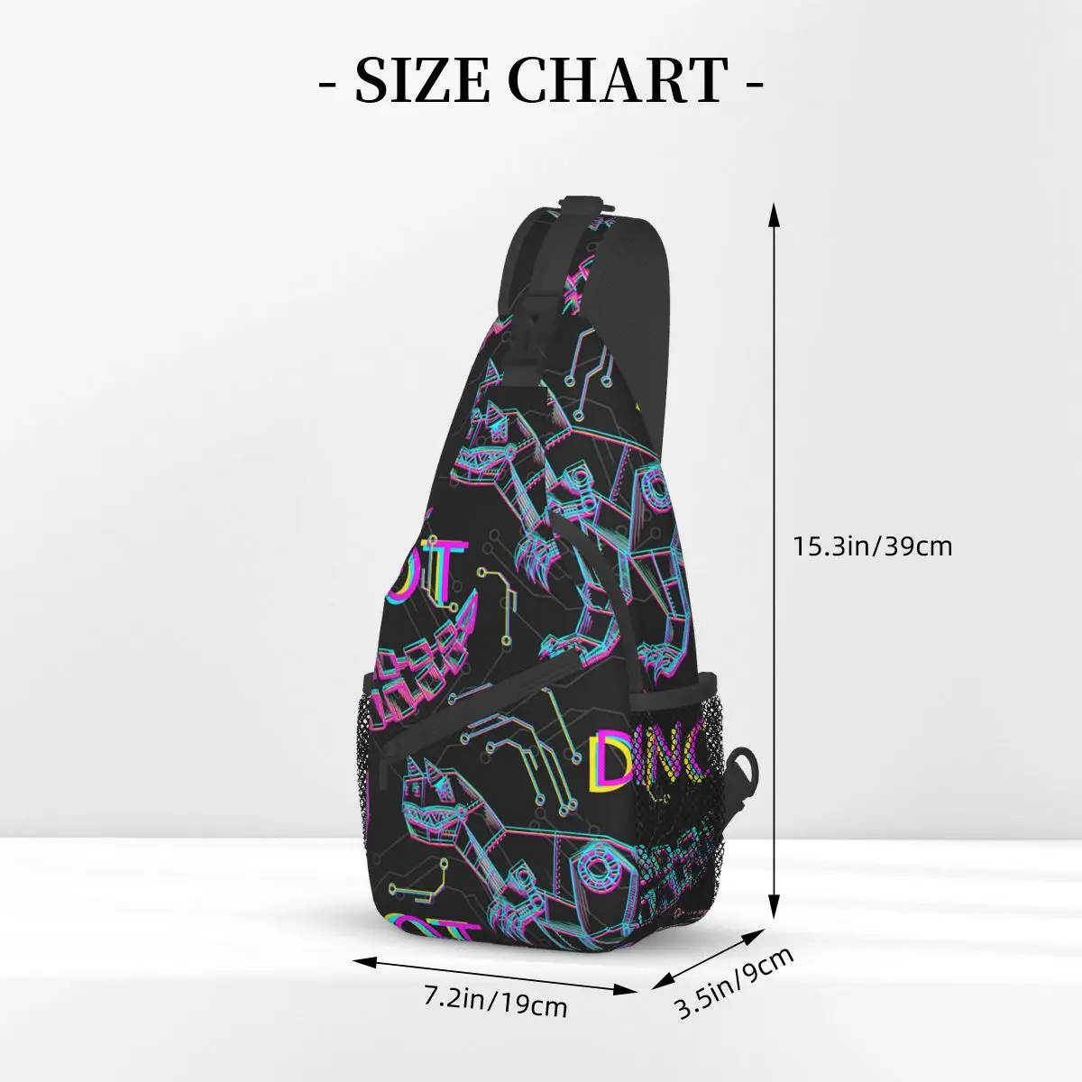 Robot Dinosaur Pattern Crossbody Chest Bags Dinosaur Pockets Travel Pack Messenger Sports Teens Shoulder Bag Unisex