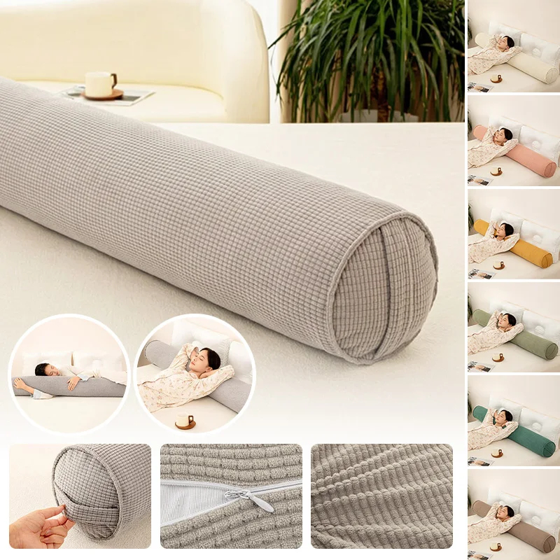 Detachable Cylindrical Body Pillow Corn Velvet Long Bolster Cushion Side Sleep Leg Support Hug Pillow for Bedroom Dorm Rest