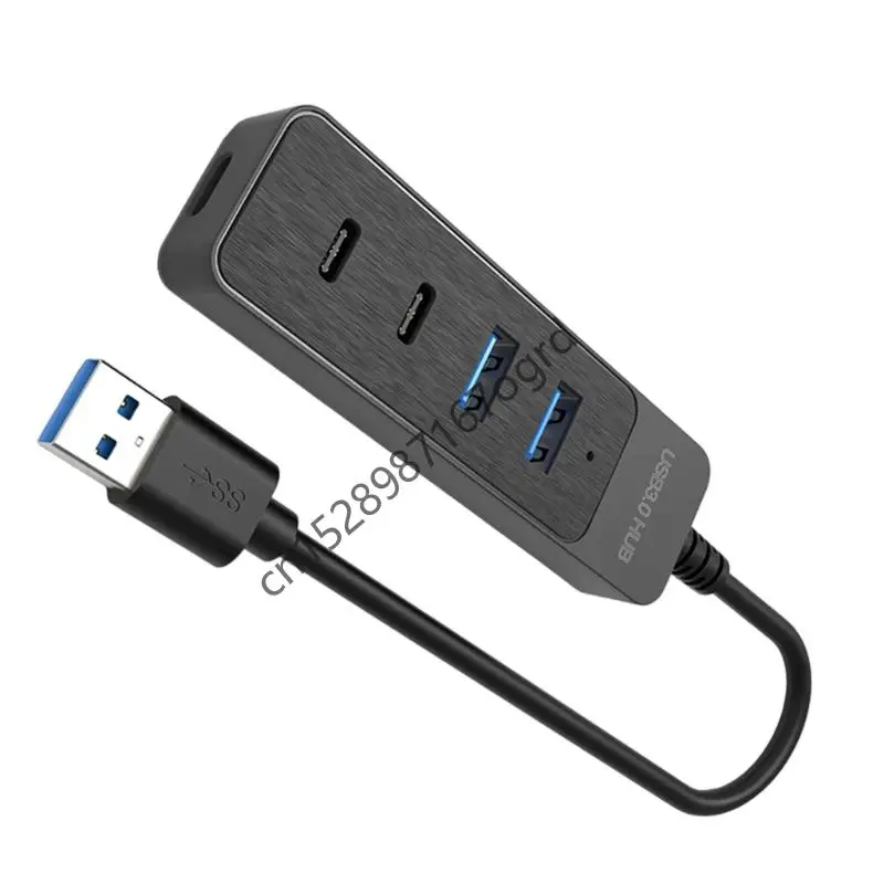 Multifungsi USB Splitter Hubs 1x USB3.0 1x USB2.0 2x Tipe C Port Konektivitas Meningkatkan Konektivitas untuk Rumah Kantor 634a