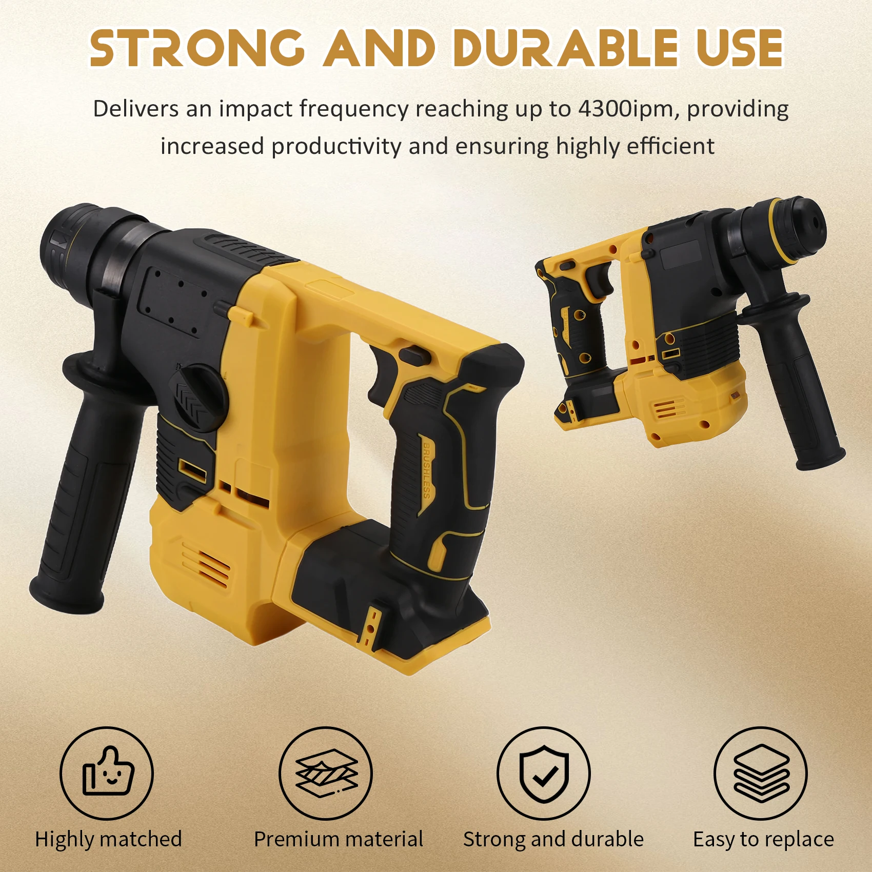 

A47U Brushless Electric Hammer Drill Multifunctional Rotary Cordless Drilling Chiseling Tool For 18V 21V Battery