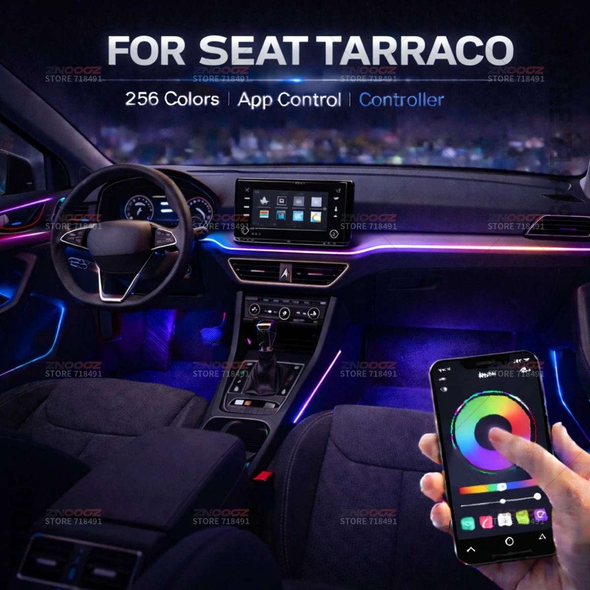 

22в1 RGB интерьер автомобиля акриловые автомобильные окружающие освещение RGB скрытая акриловая полоса украшения атмосферные аксессуары для SEAT Tarraco