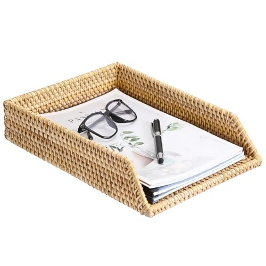 

Плетеная корзина для бумаг формата А4, лоток для писем, органайзер для документов, настольный органайзер для офиса