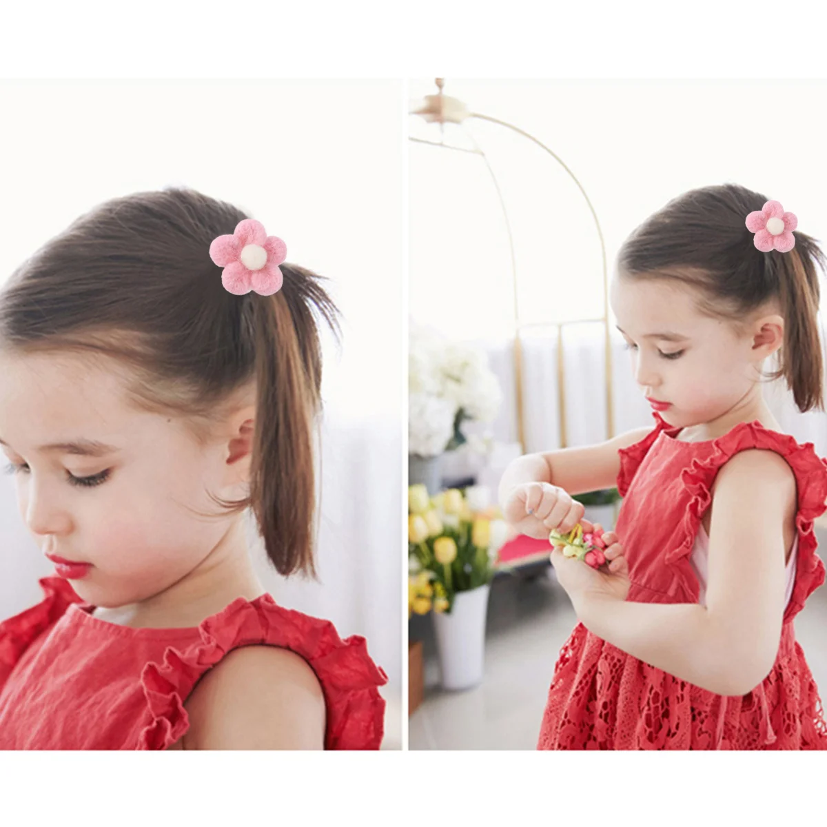 

Pink Wool Felt Balls for Crafts Accessory DIY Decoration Needle Felting Art Projects Five-Petal Flower Supplies