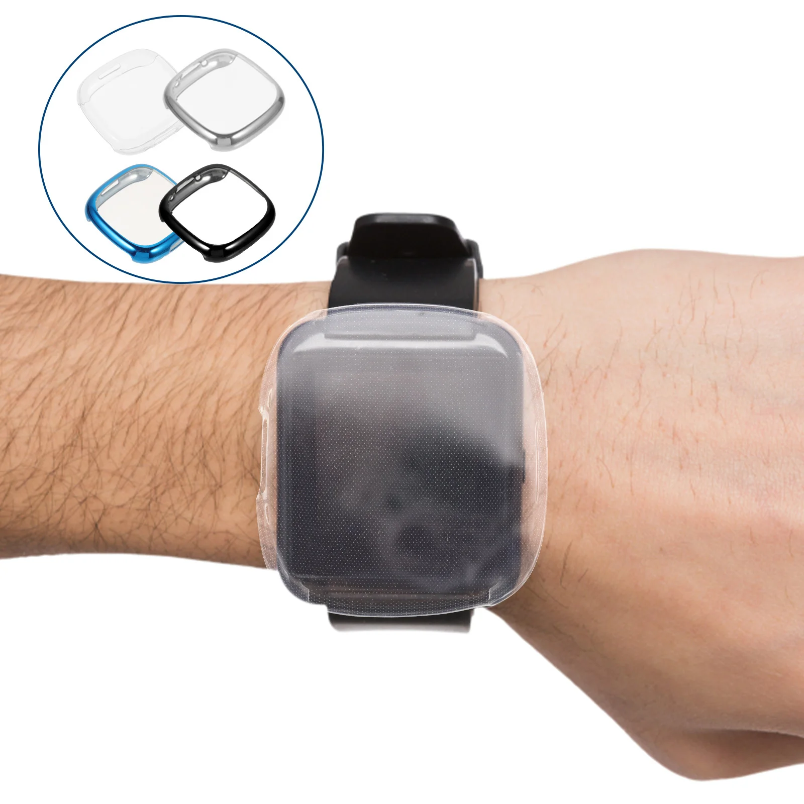 4 قطع حافظة واقية من مادة TPU خفيفة الوزن ومتينة وغطاء ساعة مضاد للخدش وواقي شاشة متوافق مع Versa4 Sense 2 #4
