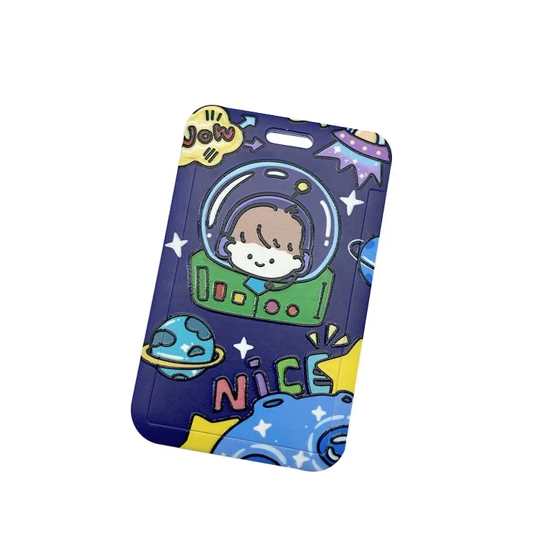 1pc Cartoon Vertical Type Pass Work Card Cover Case Identification Name Badge Holder Keychain Work Bus Pass Card Badge Lanyard