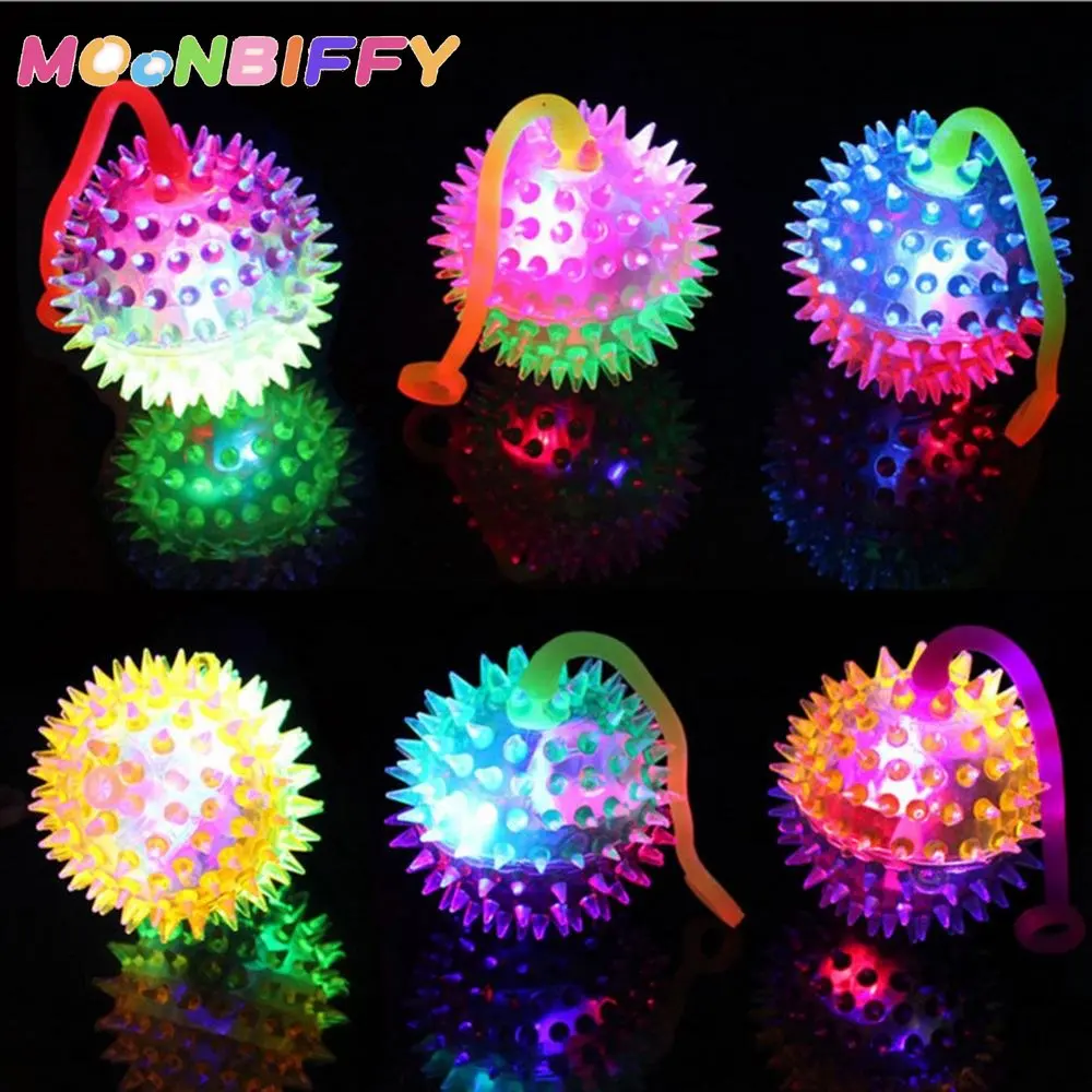 1 Pc LED Light Up Piscando Soft Espigoso Massagem Bola Elasticidade Brinquedos Divertidos Crianças Brinquedo Bola Brilhante Crianças Squeeze Anti Stress Brinquedos