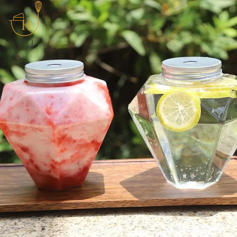 500ml transparent love shape Valentine's Day party favors cold drink bubble tea cup packaging milk tea coffee cup with Lid