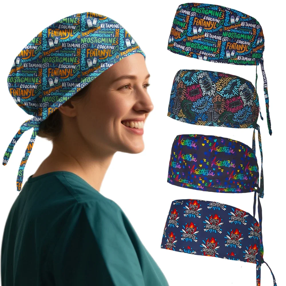 

New Painless Operating surgical cap Anesthesiologist nurse hat cotton woman man medical hospital scrub cap unisex dental lab cap