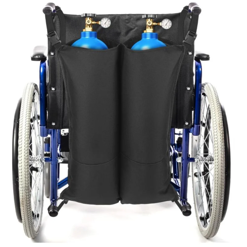 Wheelchair Compatible Oxygen Tank Bag Featuring Oxford Cloth Construction and Streamlined Buckle Mounting Setup