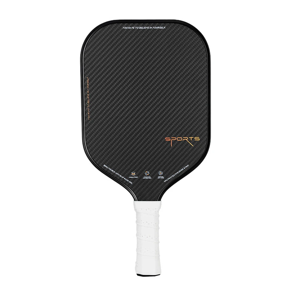 Juego de paleta de Pickleball de fibra de carbono, superficie esmerilada, juego de raqueta especial de entrenamiento, 2 paletas, 4 bolas, 1 bolsa de almacenamiento, 16MM de espesor