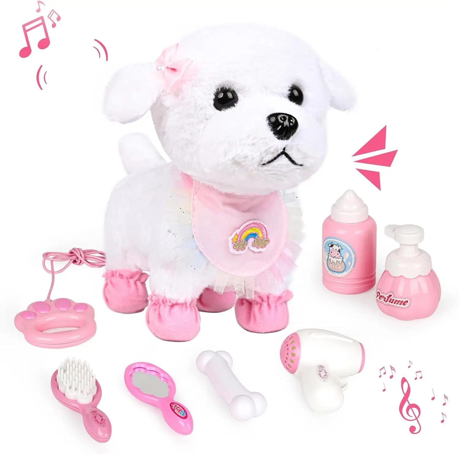 Plush Interactive Toy Dog for Kid, with Leash Walking, Touch Control and Shake Tail Plush Toy  Electronic Pet Best Gift for Girl