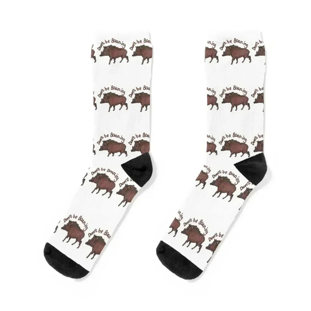 

Never be Boar-ing! Socks Thermal man winter funny gift Rugby snow Ladies Socks Men's