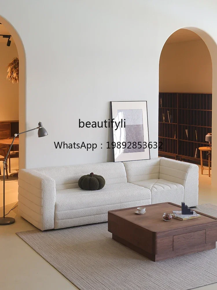 FF Italian Minimalist Cream Style Straight Row Three-Seat Fabric Sofa Corner Art-Sofa Recliner