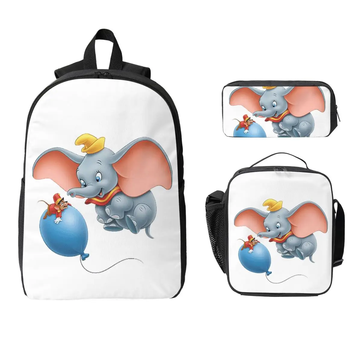 

Рюкзак Dumbo, студенческая сумка для книг для мальчиков и девочек, школьная сумка, компьютерные сумки на плечо, 3 шт., изолированная сумка для обеда, пенал