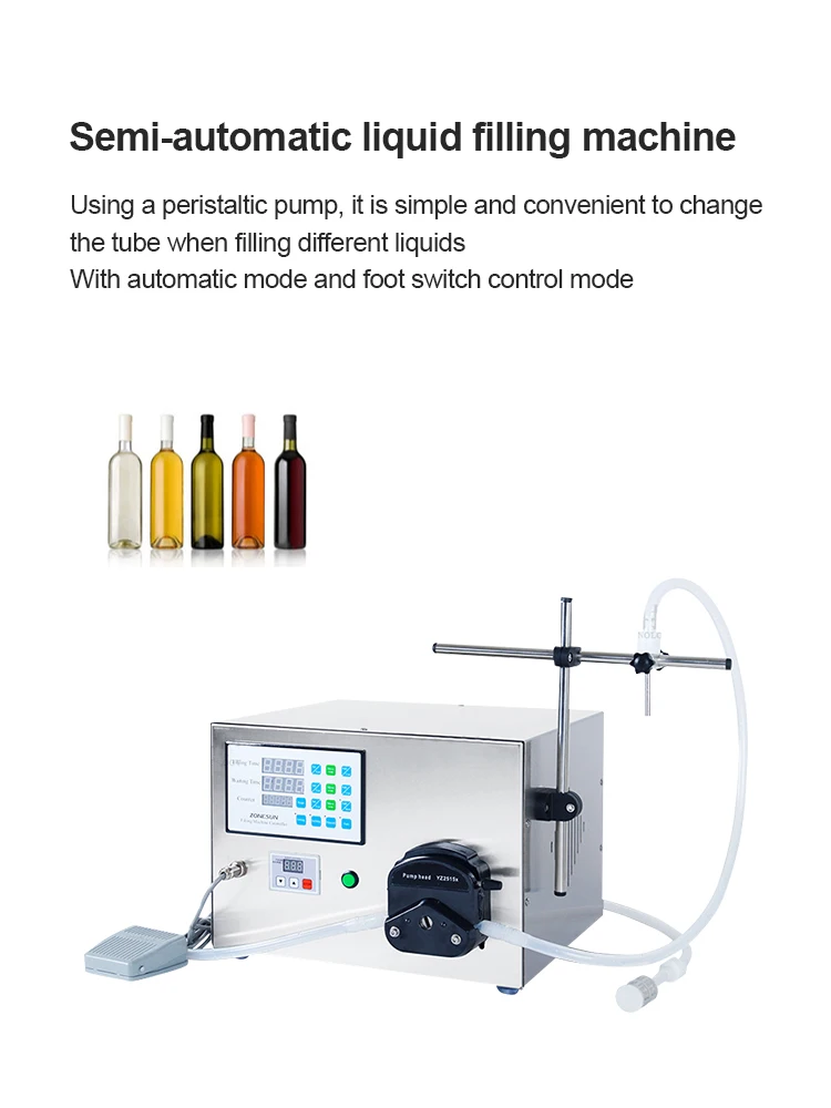 

Полуавтоматическая машина для наполнения жидкостью Перистальтический насос Точное количественное автоматическое подсчет ножного переключателя для низкой вязкости L
