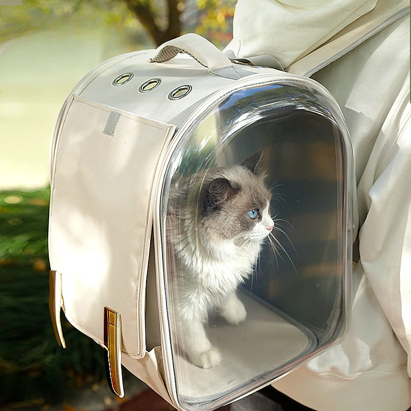 Spacious and Transparent Cat Carrier Backpack with Breathable Space Capsule for Dogs and Cats