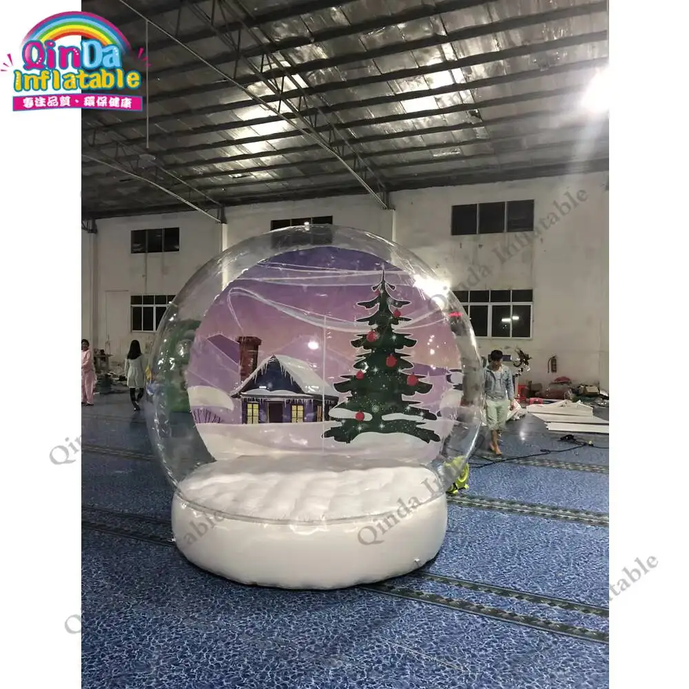 Commercial Quality Human Size Snow Globe Tent, Chridtmas Decoration White Inflatable Snow Globe For Photography