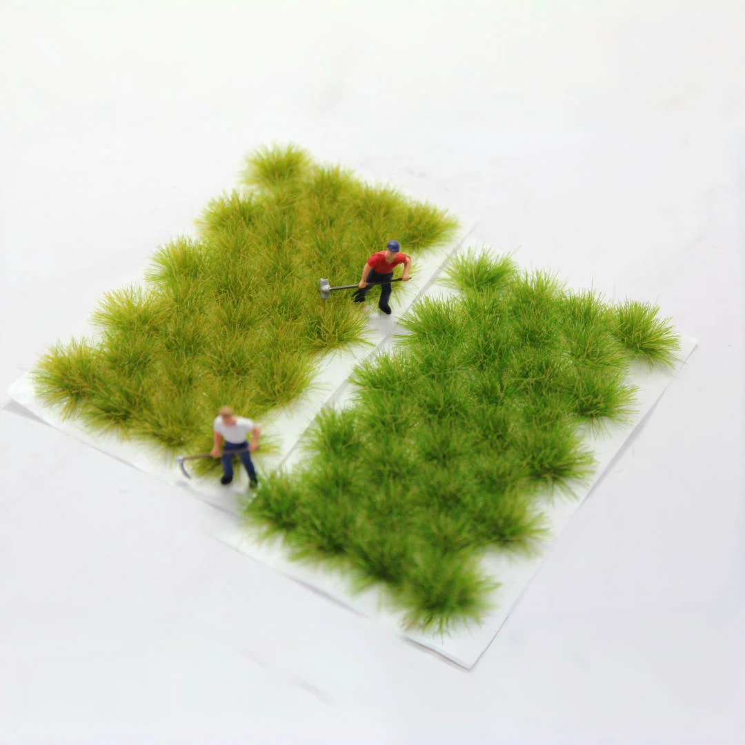 Nova caixa de 32 peças com modelo autoadesivo grama estática diy modelo artesanal material grama militar micro-paisagem material de layout