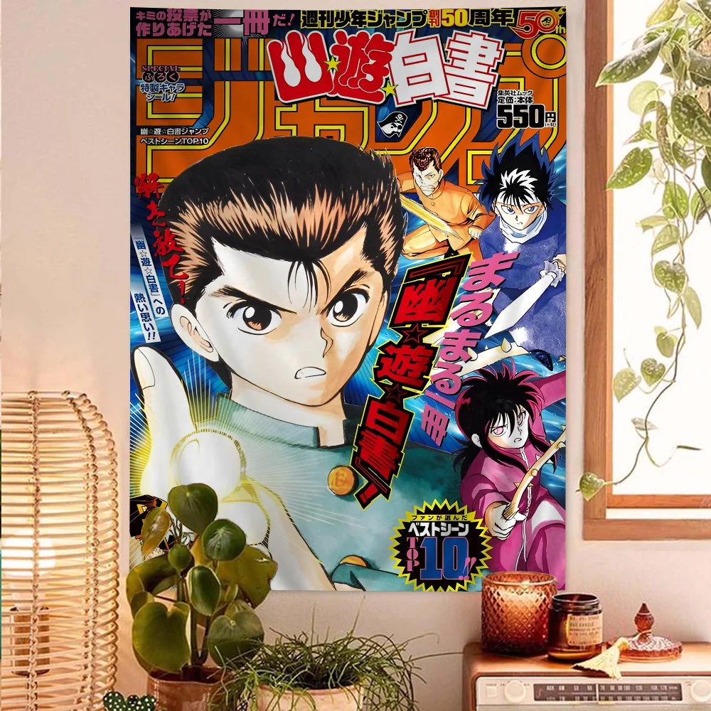 Anime YuYu Hakusho Anime Tapestry Hippie Flower Wall Carpets Dorm Decor Wall Hanging Home Decor