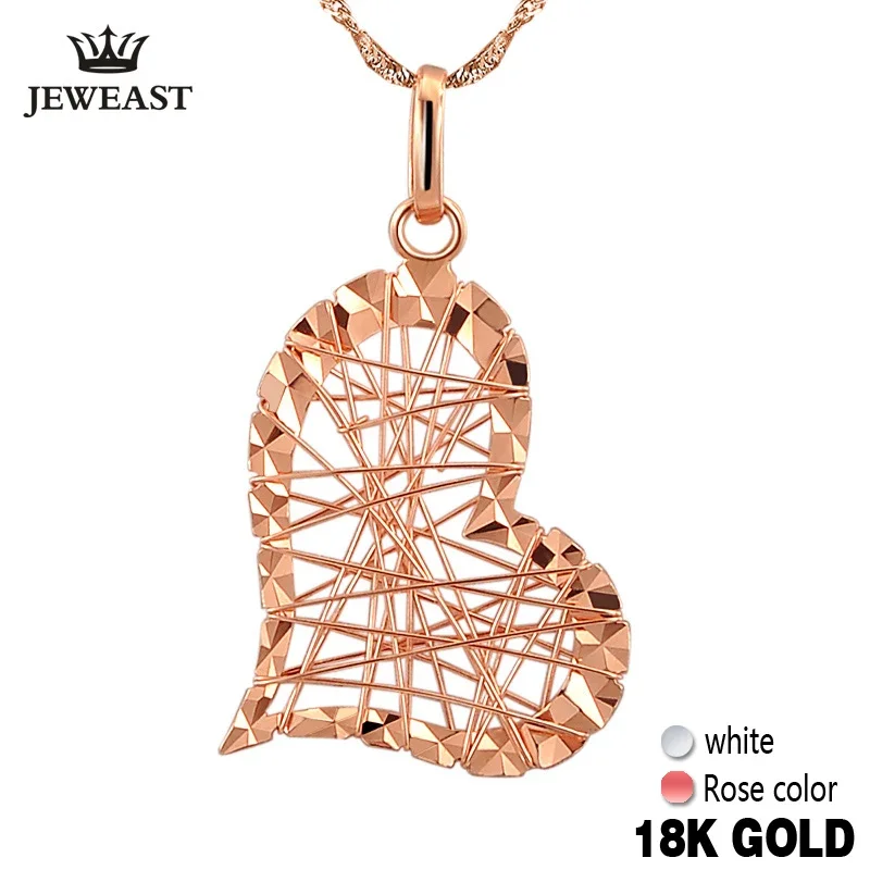 18k Pure Gold Pendants Heart Shape Charm Au750 Rose Fine Jewelry Fashion Classic Women Girl Gift Hot Selling Simple 2023 New