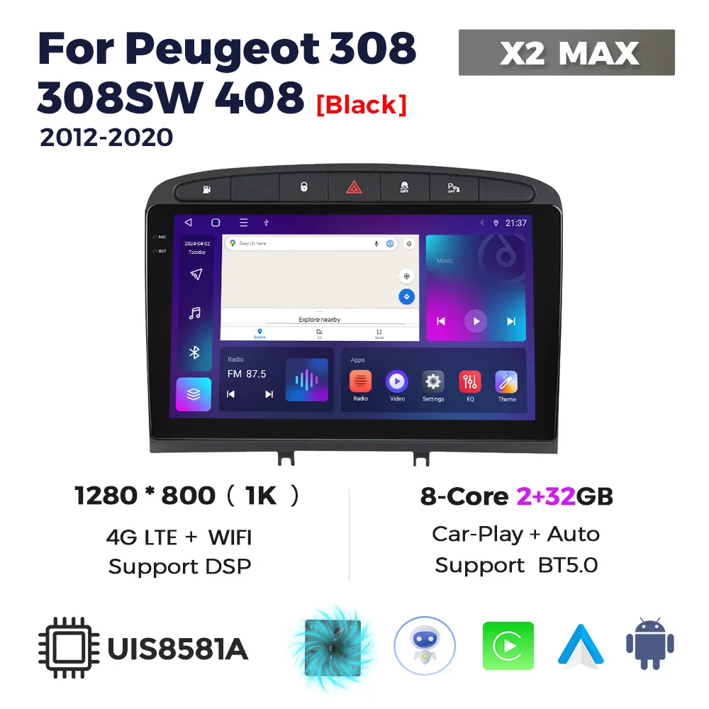 MEKEDE 24 uur verzending voor Peugeot RCZ SW 2007-2015 408 2012-Auto tereo GPS Navigatie Android Auto Carplay Head Unit